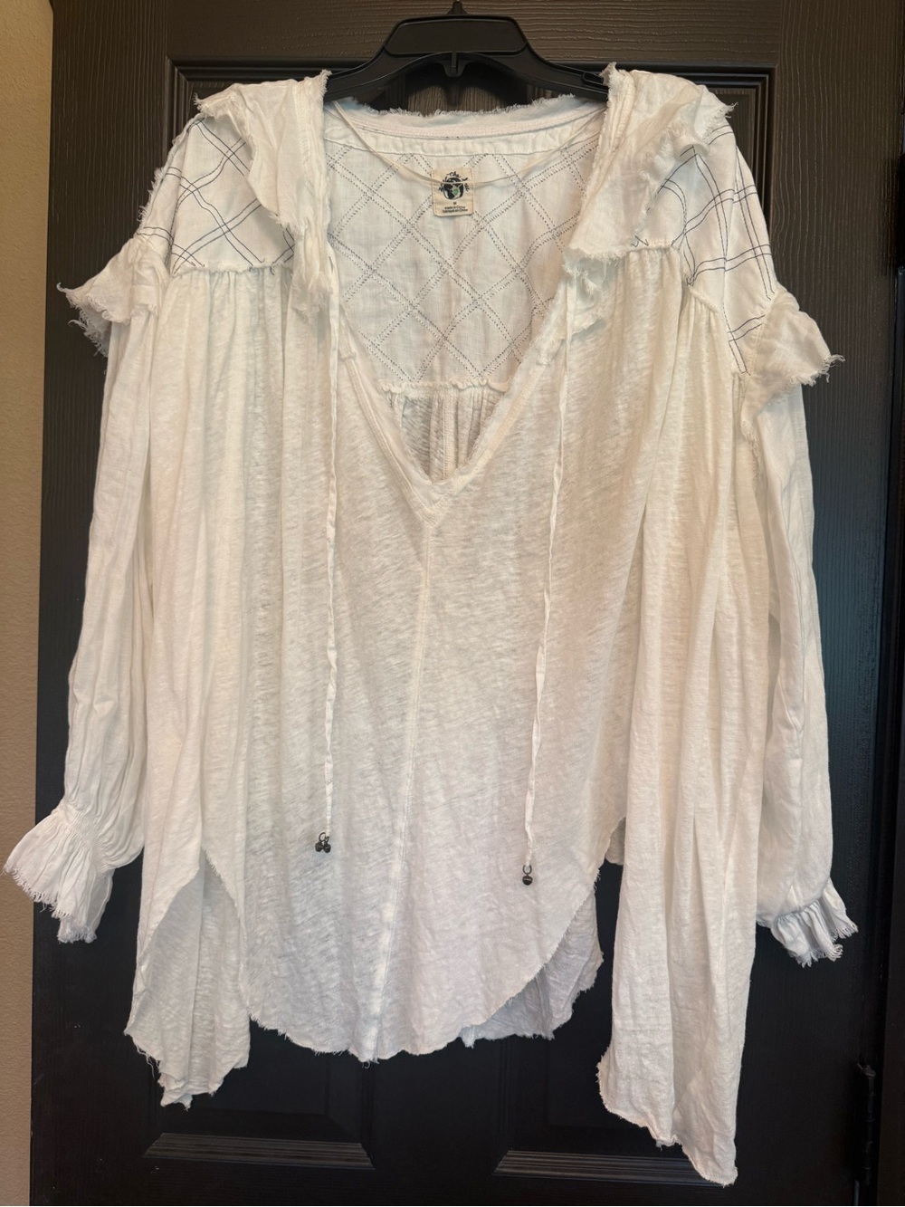 We The Free White V-Neck Boho Peasant Tunic